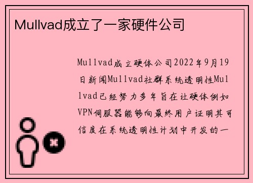 Mullvad成立了一家硬件公司 